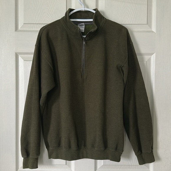 Gildan Men’s Green Cotton “Oakdale Rodeo” Blend Half Zip Sweatshirt Size M - Picture 1 of 6